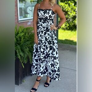 Blu Pepper Black and White Floral Maxi Dress